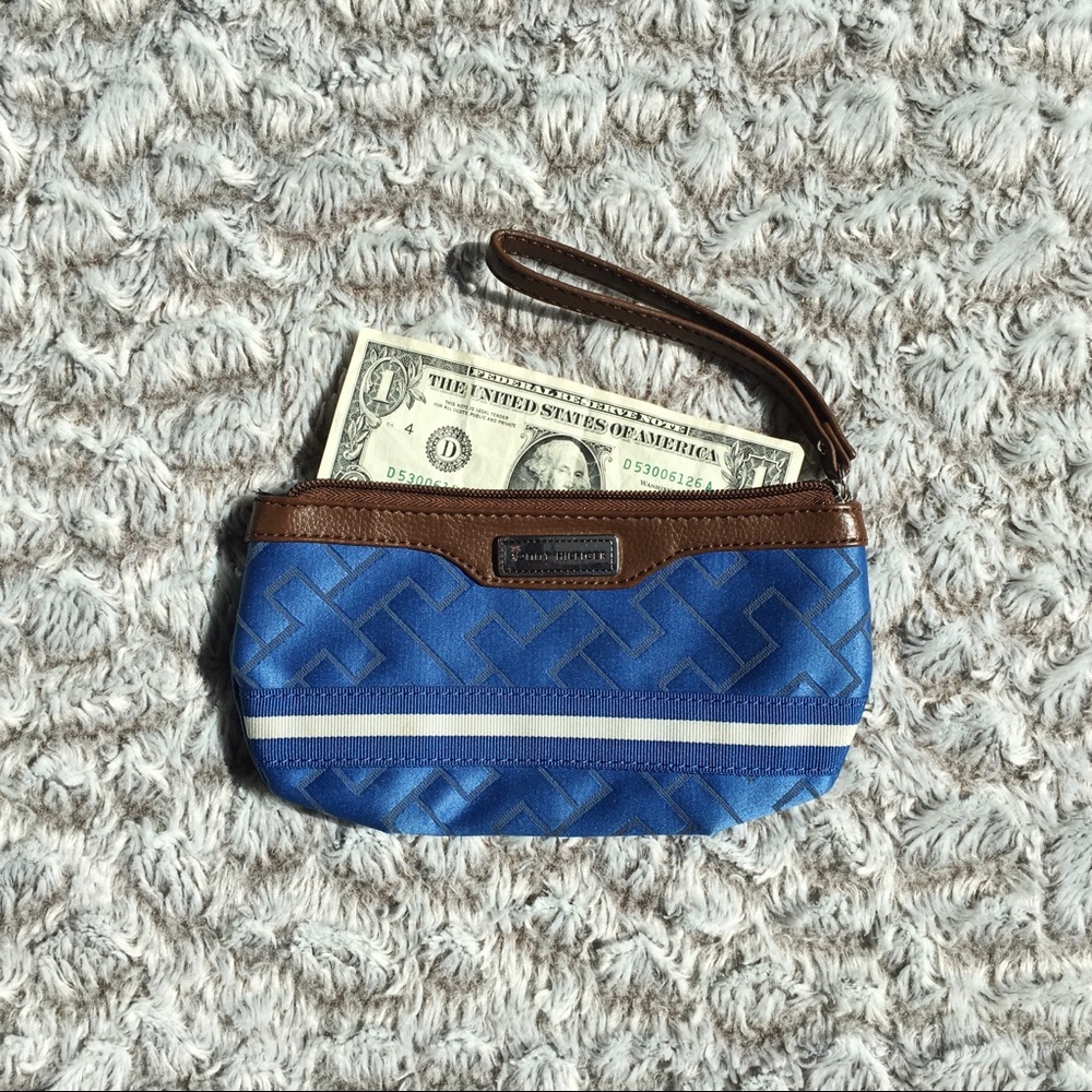 Tommy Hilfiger Blue & Brown Wristlet